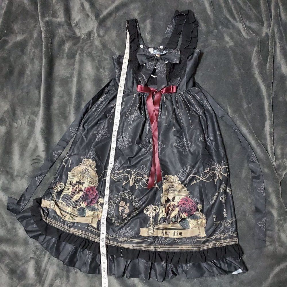 Wicked Silk Goth lolita cute bird cage baby doll dress S, Small